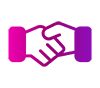 Colored icon of shaking hands.